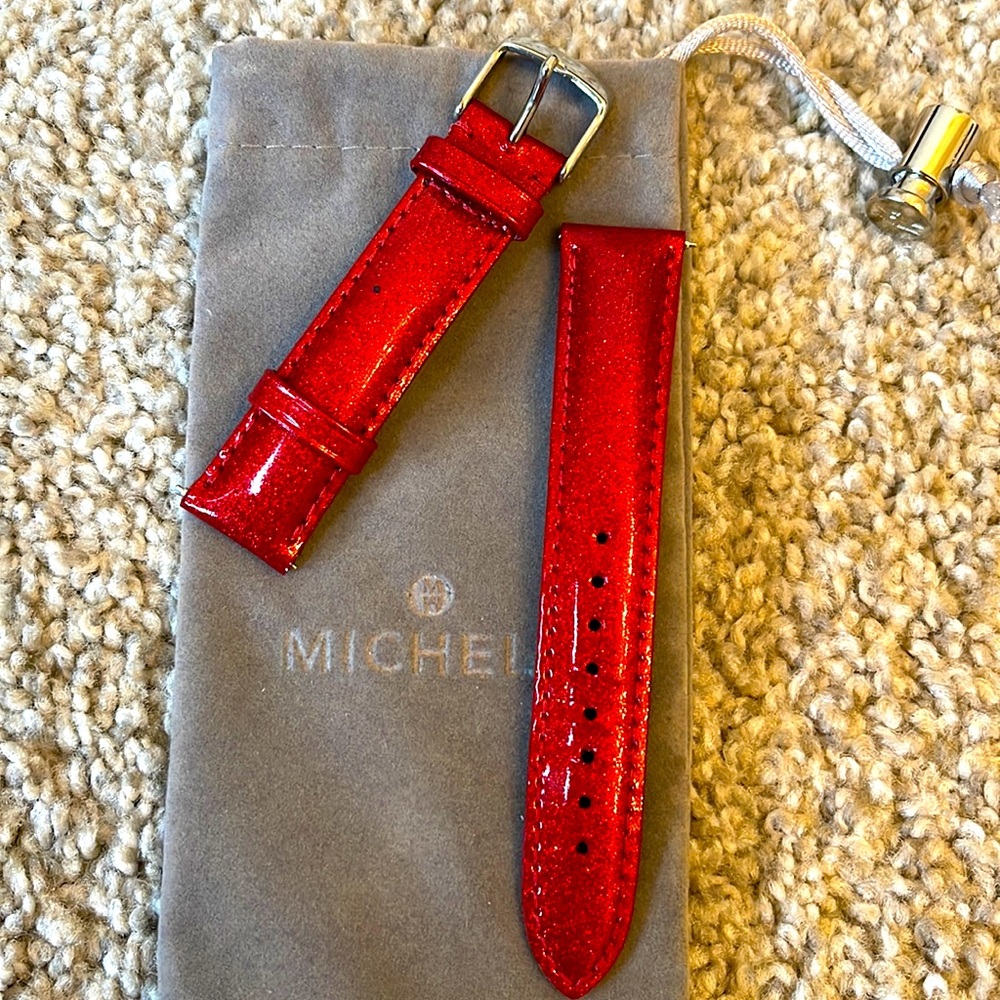 Michele red sparkle watch band